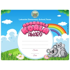 Adorable Koala Classroom Award Certificate
